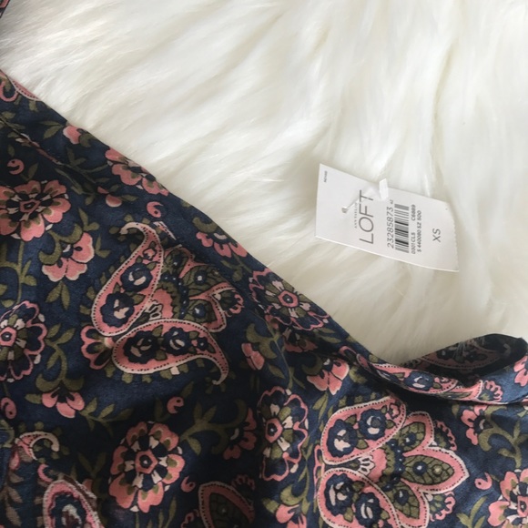 Loft ruffle mixed media paisley top nwt - Picture 6 of 8